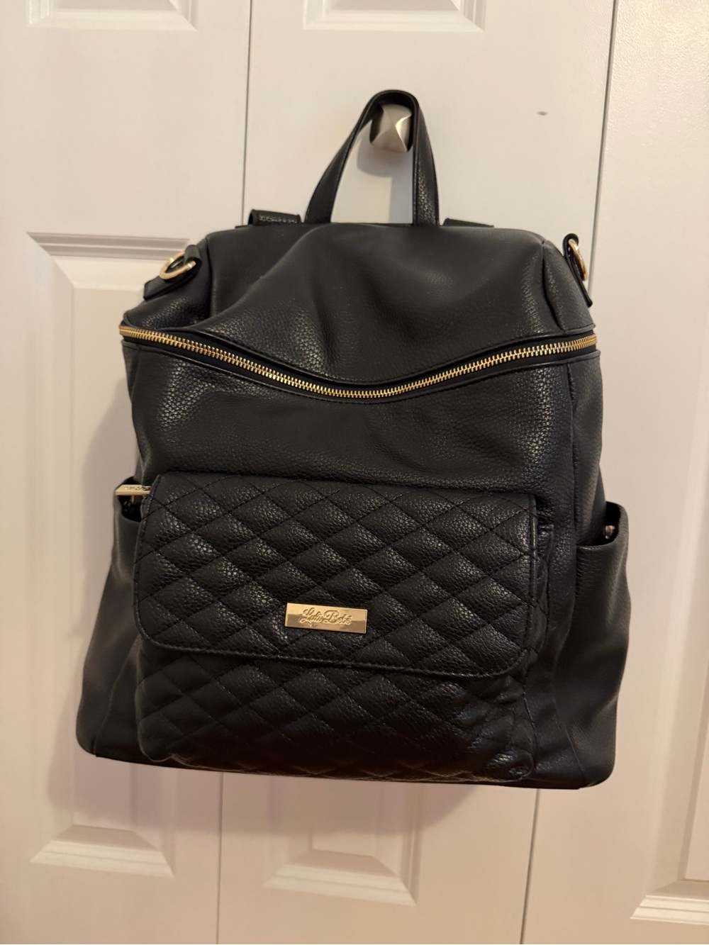 Black Quilted Leather Backpack